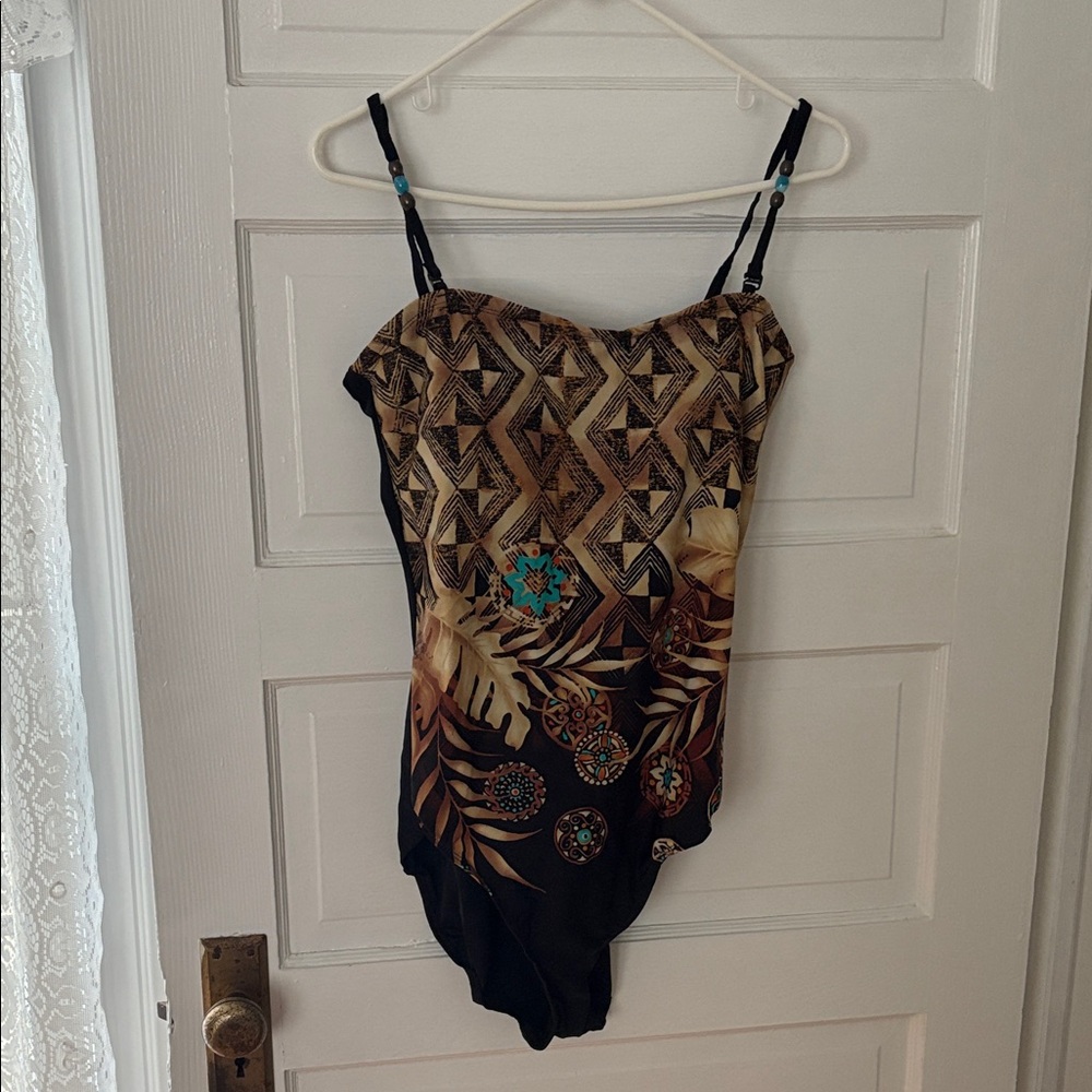 Tribal Print Swimsuit with Turquoise Accents